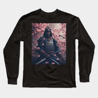 Aesthetic Vintage Samurai Japanese Art Samurai Retro cherry blossom Long Sleeve T-Shirt